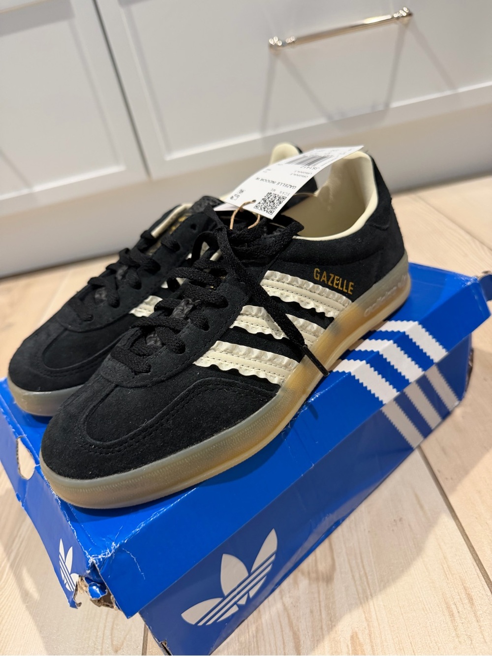 Adidas Gazelle Black and Cream Suede Sneakers